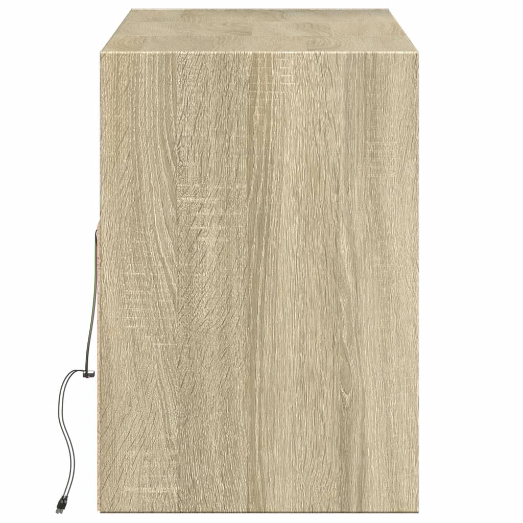 TV Wall Cabinet with LED Lights Sonoma Oak 130x31x45 cm