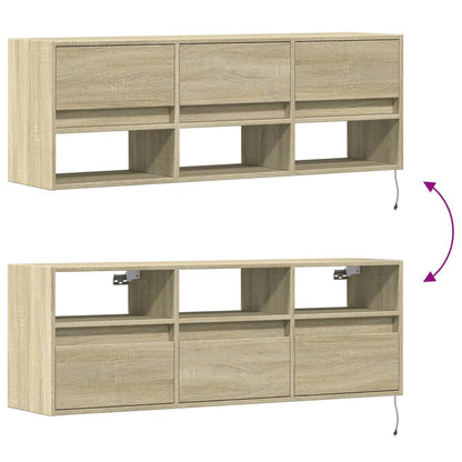 TV Wall Cabinet with LED Lights Sonoma Oak 130x31x45 cm