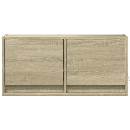 TV Wall Cabinet with LED Lights Sonoma Oak 80x31x35 cm