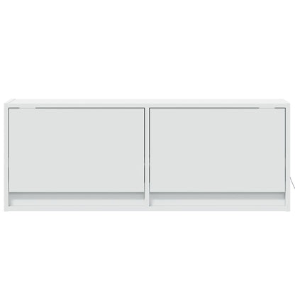 TV Wall Cabinet with LED Lights White 100x31x35 cm