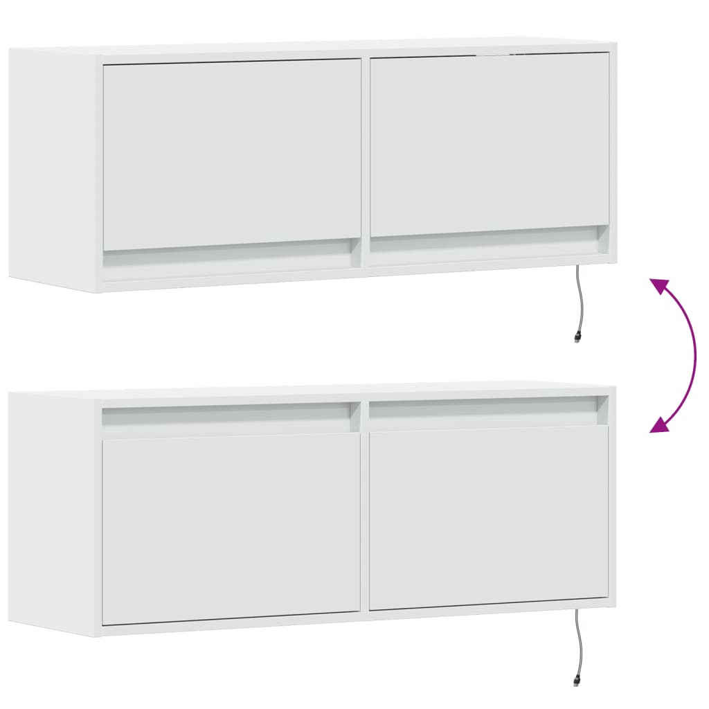 TV Wall Cabinet with LED Lights White 100x31x35 cm