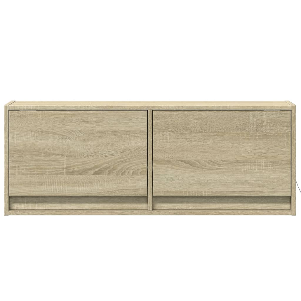 TV Wall Cabinet with LED Lights Sonoma Oak 100x31x35 cm