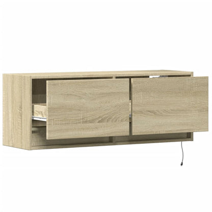 TV Wall Cabinet with LED Lights Sonoma Oak 100x31x35 cm