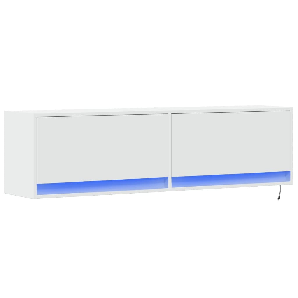 TV Wall Cabinet with LED Lights White 140x31x38 cm