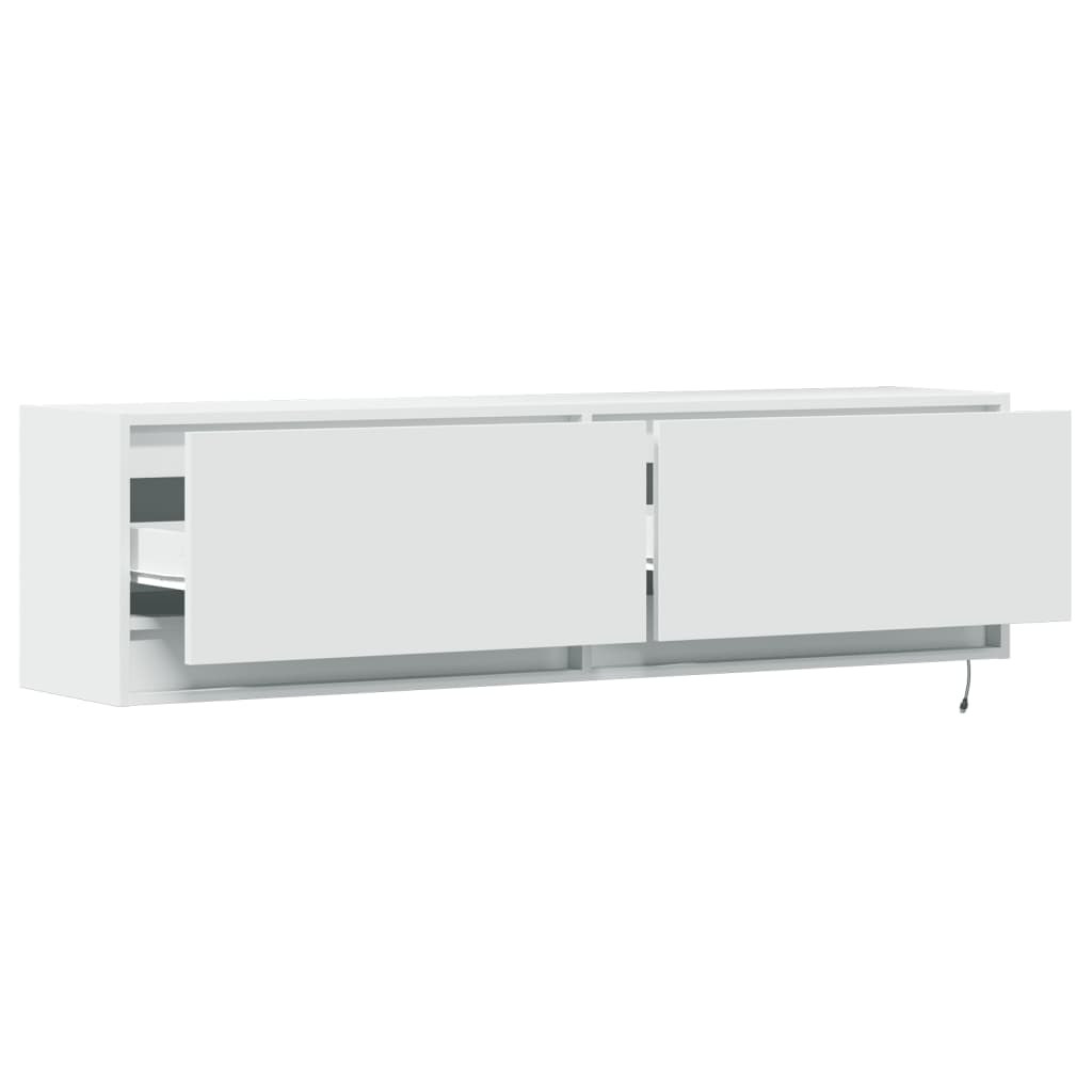 TV Wall Cabinet with LED Lights White 140x31x38 cm