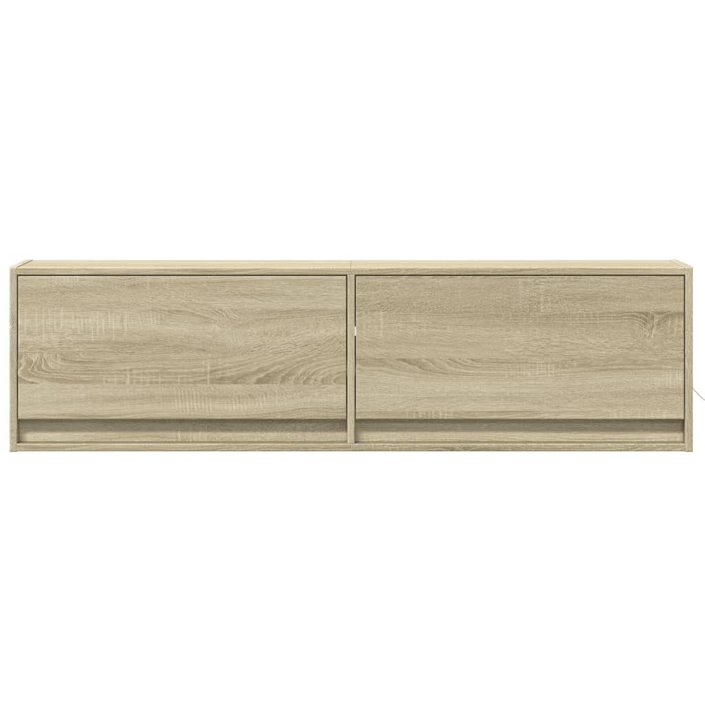 TV Wall Cabinet with LED Lights Sonoma Oak 140x31x38 cm