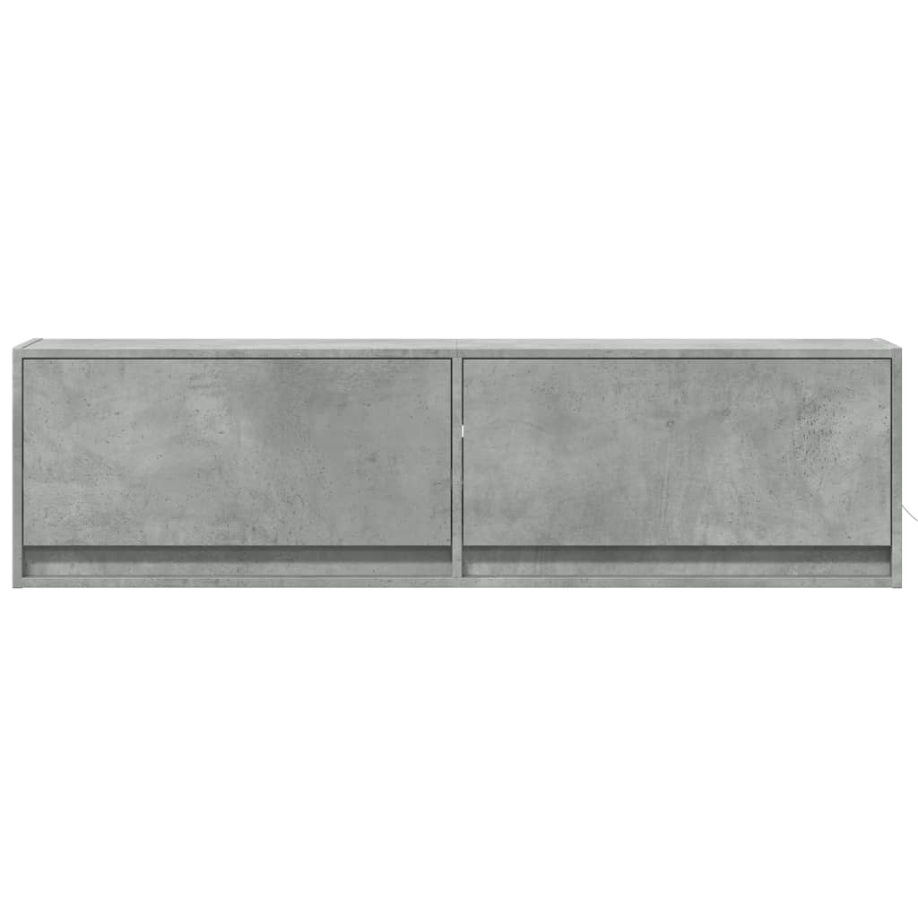 TV Wall Cabinet with LED Lights Concrete Grey 140x31x38 cm