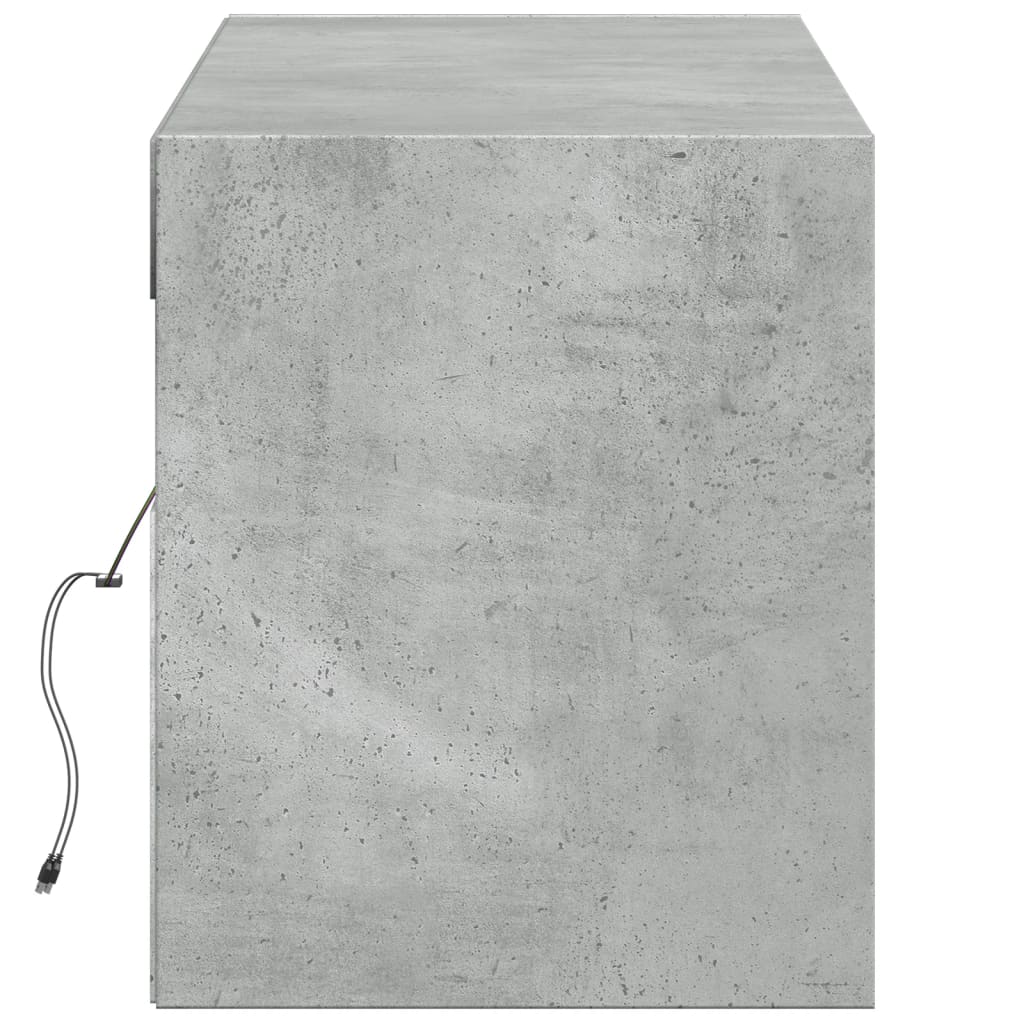 TV Wall Cabinet with LED Lights Concrete Grey 140x31x38 cm