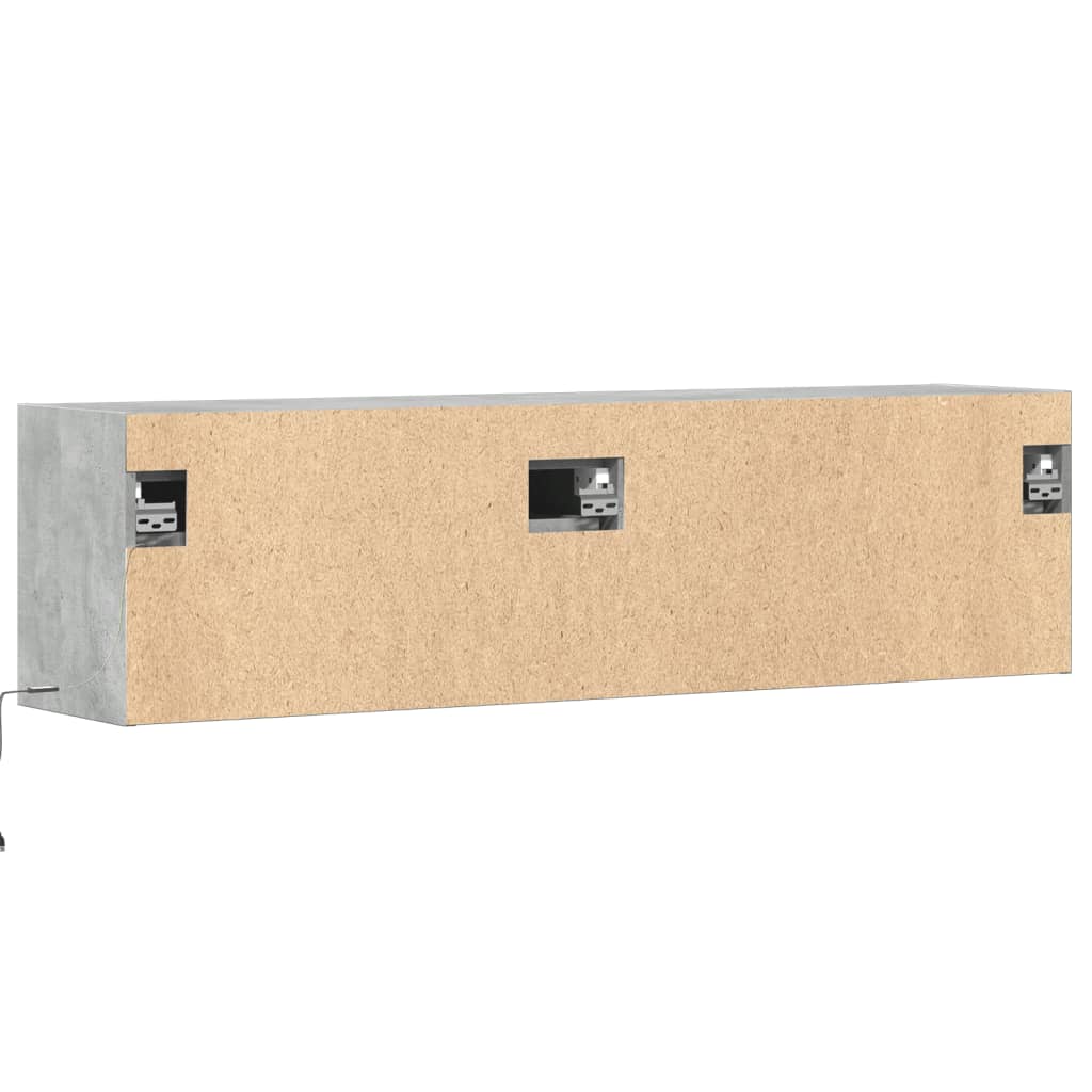 TV Wall Cabinet with LED Lights Concrete Grey 140x31x38 cm