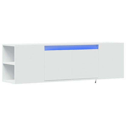 TV Wall Cabinet with LED Lights White 135x31x39.5 cm