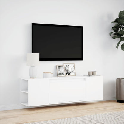 TV Wall Cabinet with LED Lights White 135x31x39.5 cm