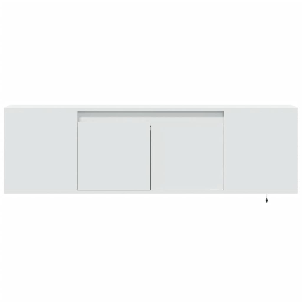 TV Wall Cabinet with LED Lights White 135x31x39.5 cm