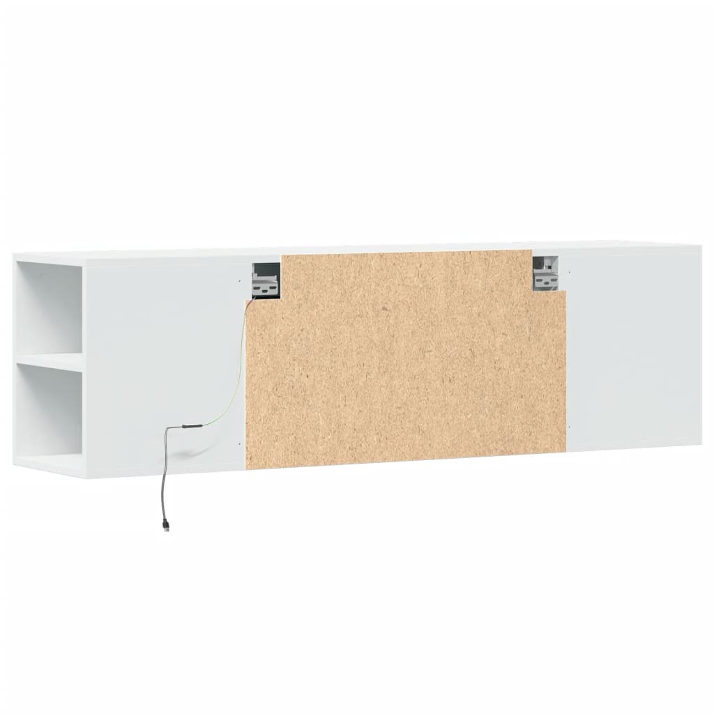 TV Wall Cabinet with LED Lights White 135x31x39.5 cm