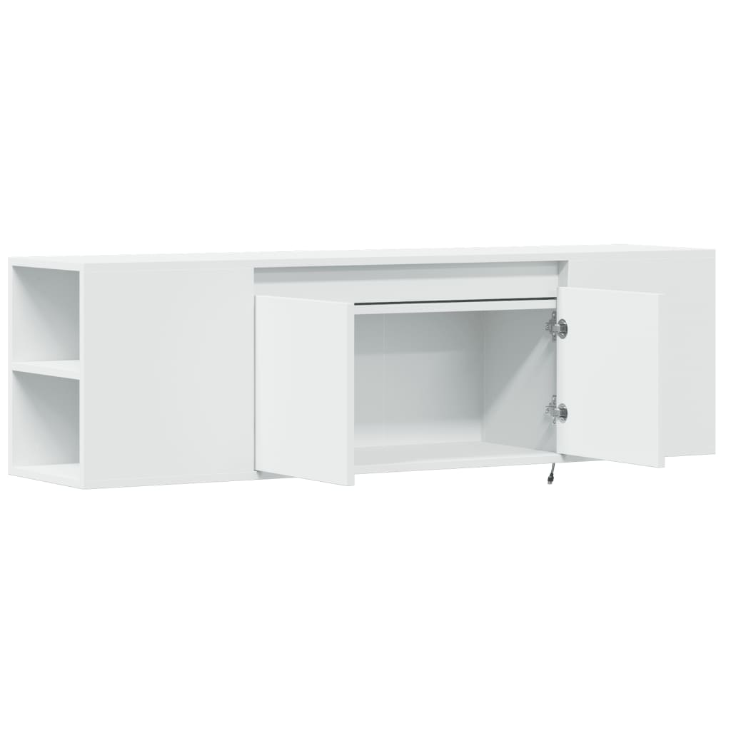 TV Wall Cabinet with LED Lights White 135x31x39.5 cm