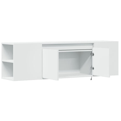 TV Wall Cabinet with LED Lights White 135x31x39.5 cm