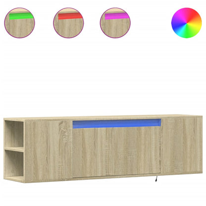 TV Wall Cabinet with LED Lights Sonoma Oak 135x31x39.5 cm