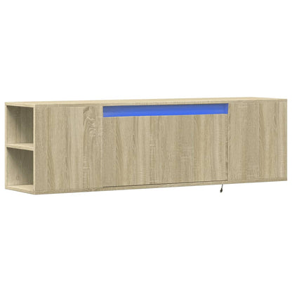 TV Wall Cabinet with LED Lights Sonoma Oak 135x31x39.5 cm