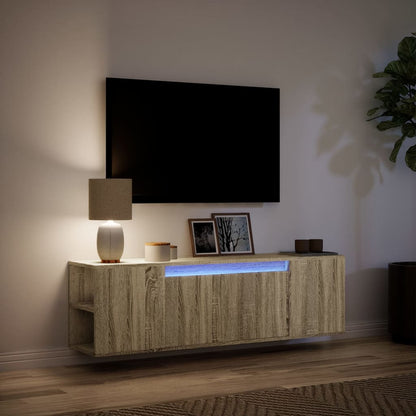 TV Wall Cabinet with LED Lights Sonoma Oak 135x31x39.5 cm