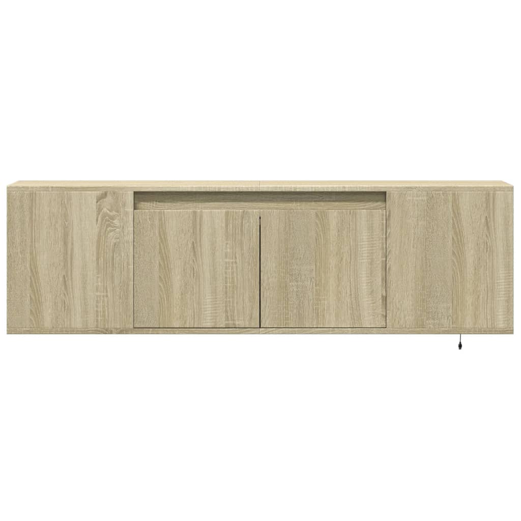 TV Wall Cabinet with LED Lights Sonoma Oak 135x31x39.5 cm