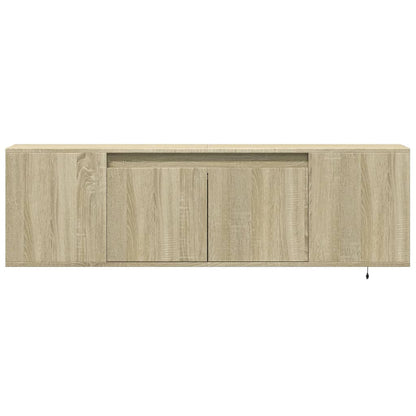 TV Wall Cabinet with LED Lights Sonoma Oak 135x31x39.5 cm