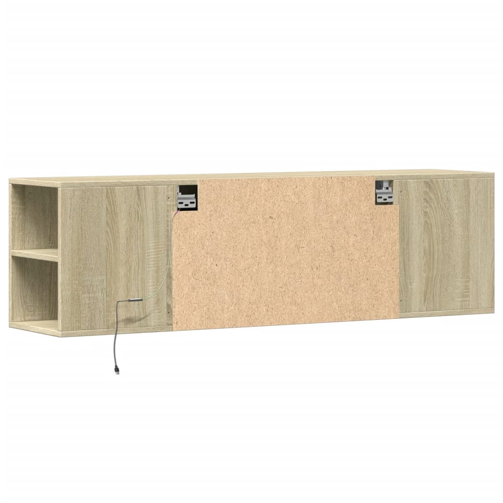 TV Wall Cabinet with LED Lights Sonoma Oak 135x31x39.5 cm