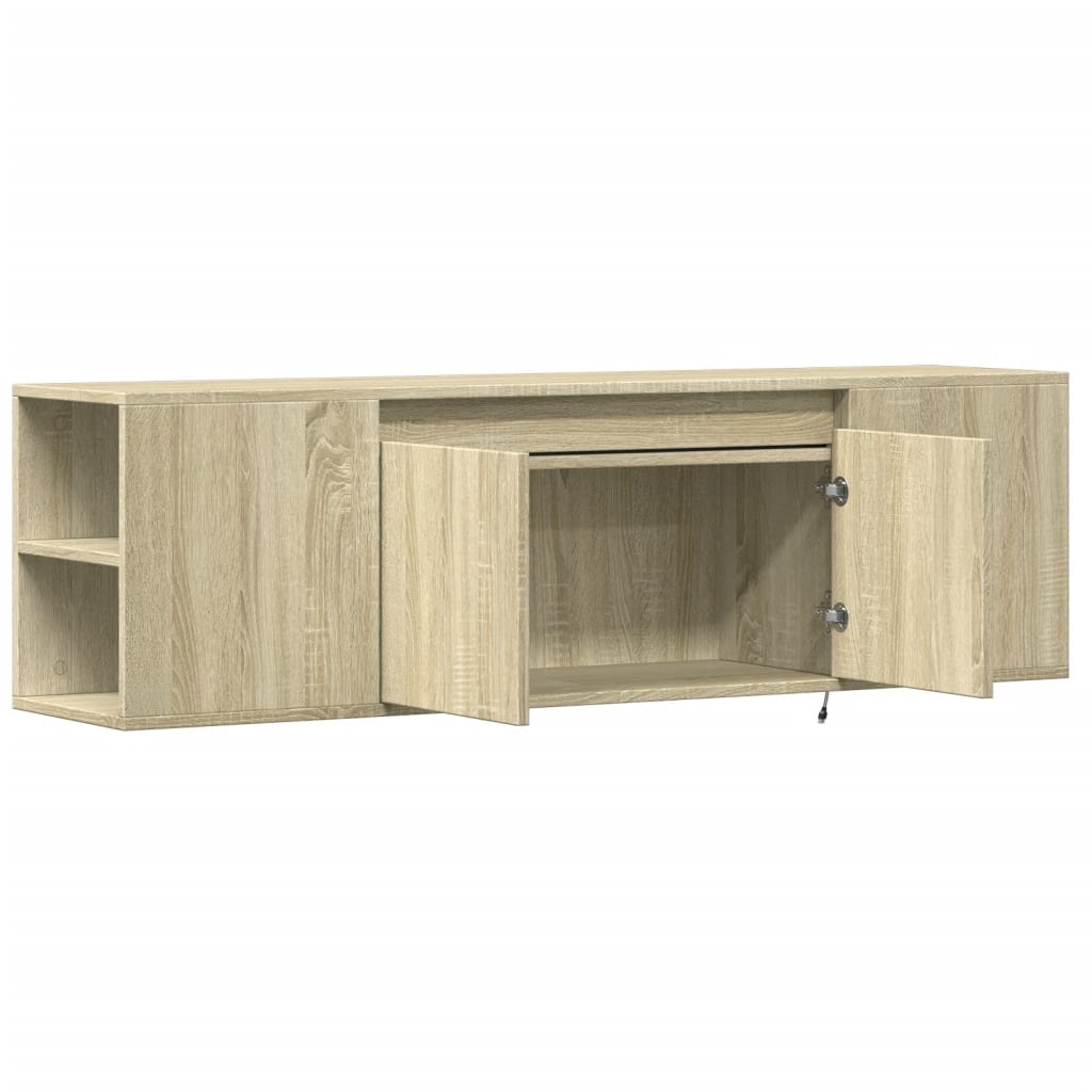 TV Wall Cabinet with LED Lights Sonoma Oak 135x31x39.5 cm