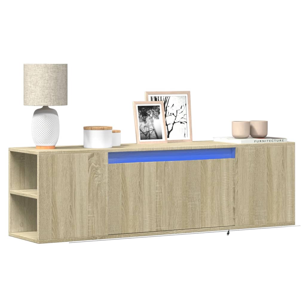 TV Wall Cabinet with LED Lights Sonoma Oak 135x31x39.5 cm