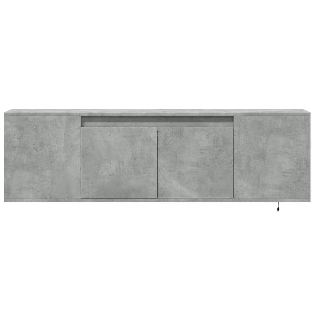 TV Wall Cabinet with LED Lights Concrete Grey 135x31x39.5 cm