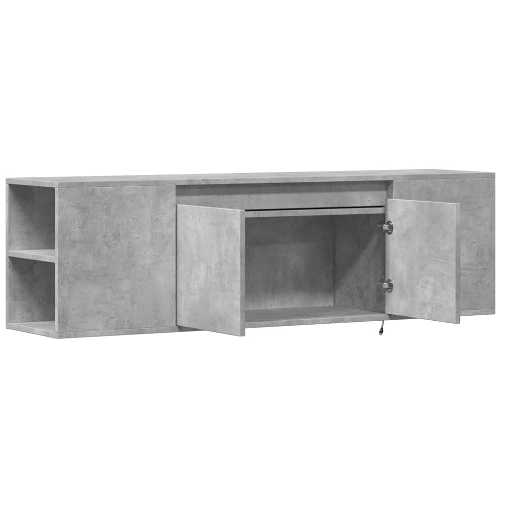 TV Wall Cabinet with LED Lights Concrete Grey 135x31x39.5 cm