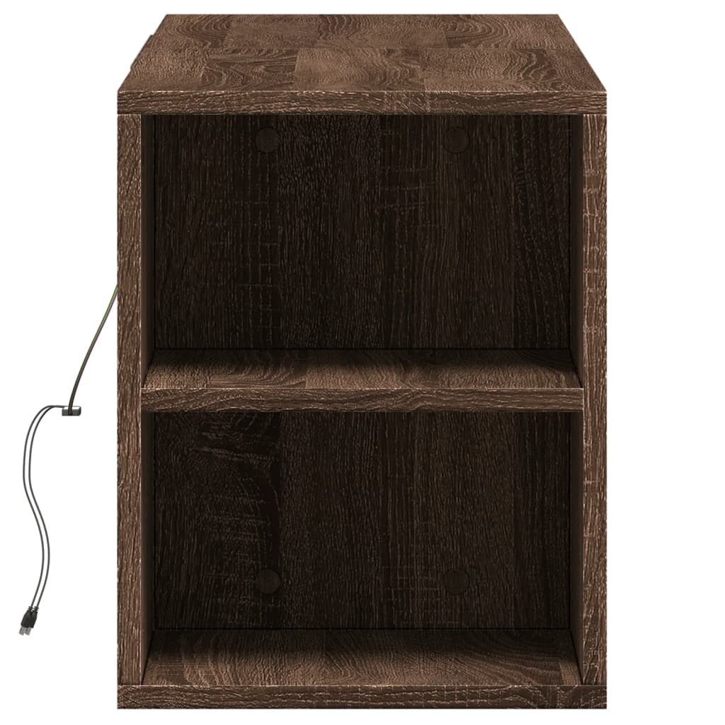 TV Wall Cabinet with LED Lights Brown Oak 135x31x39.5 cm