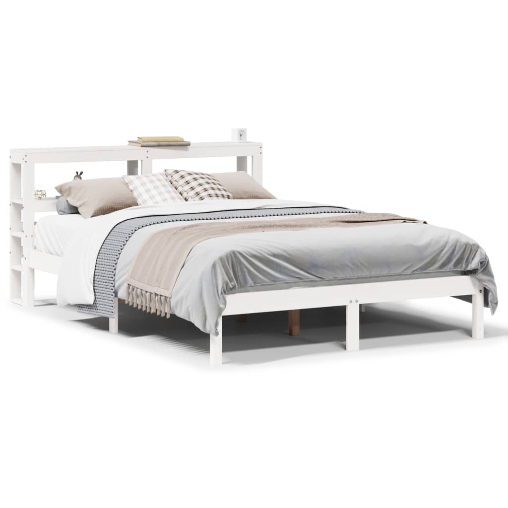 Bed Frame without Mattress White 140x190 cm Solid Wood Pine