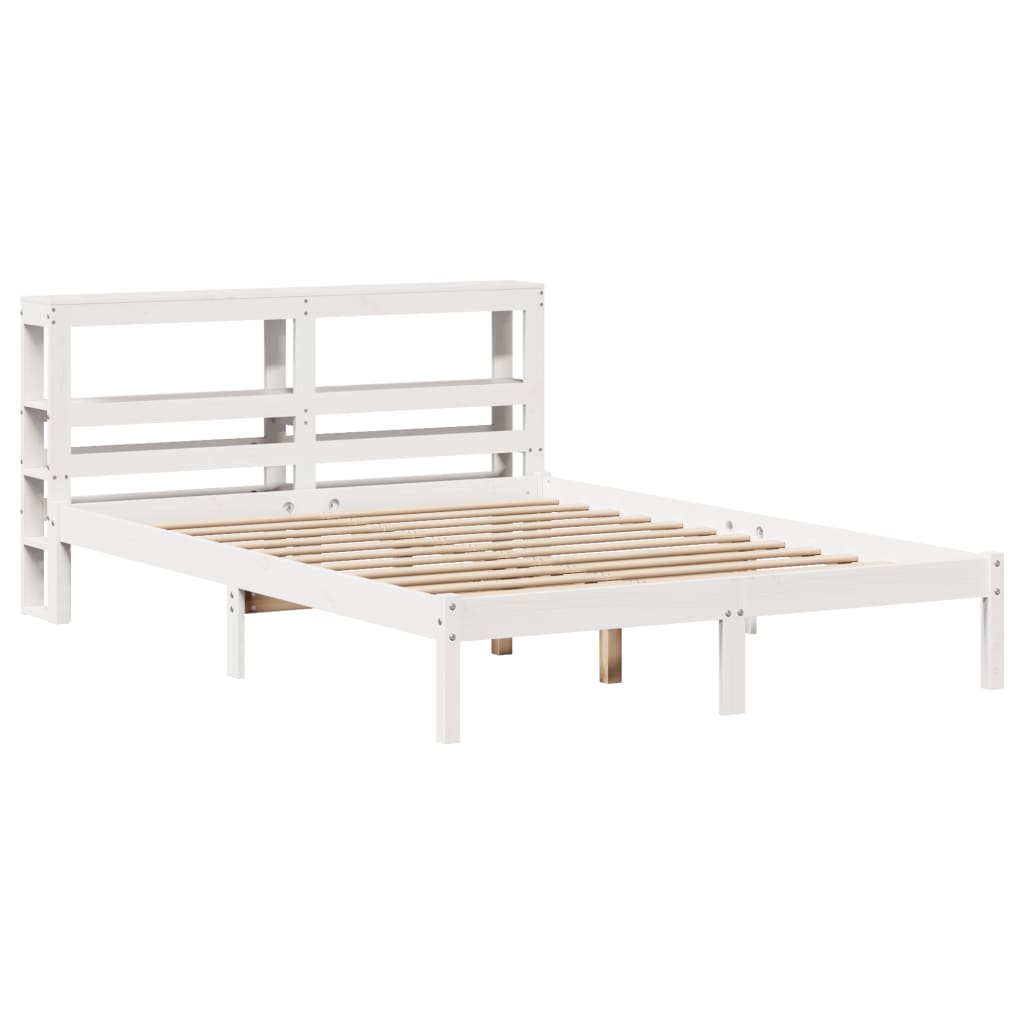 Bed Frame without Mattress White 140x190 cm Solid Wood Pine