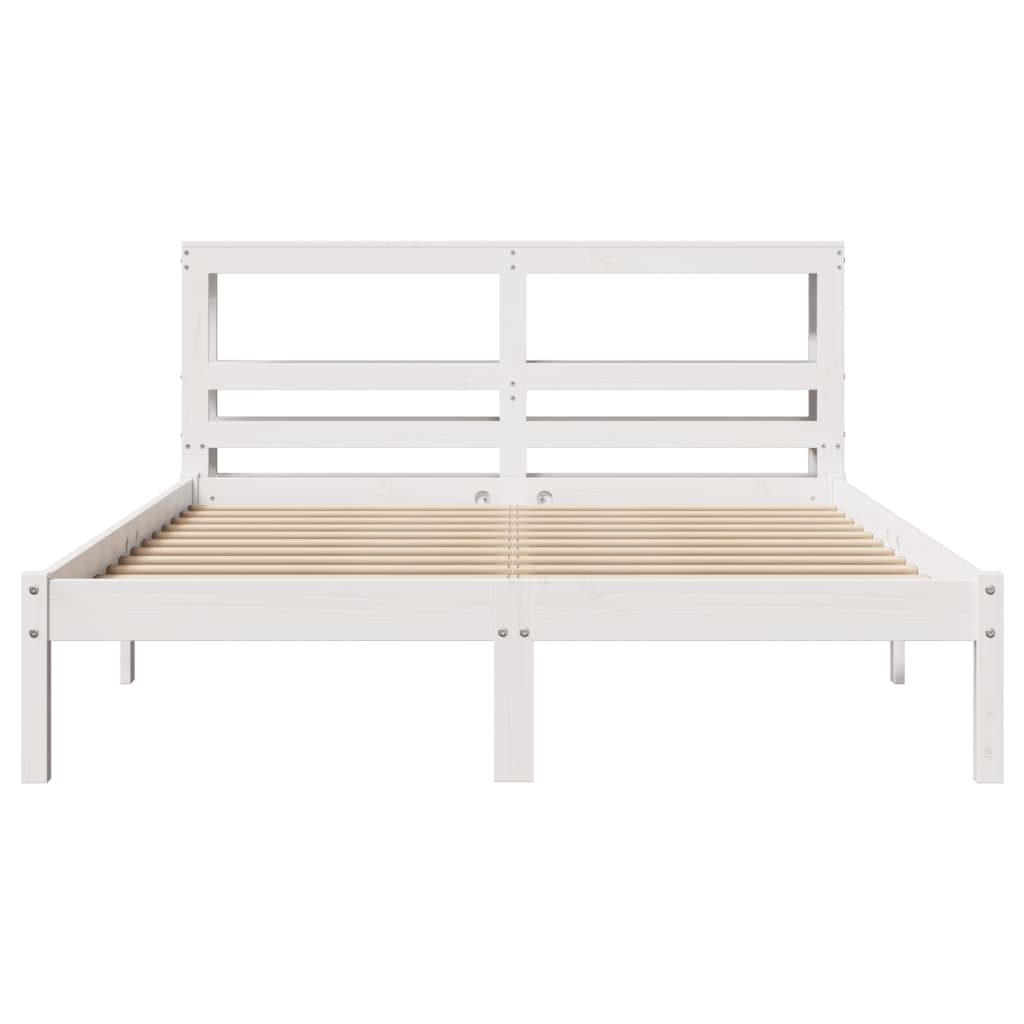 Bed Frame without Mattress White 140x190 cm Solid Wood Pine