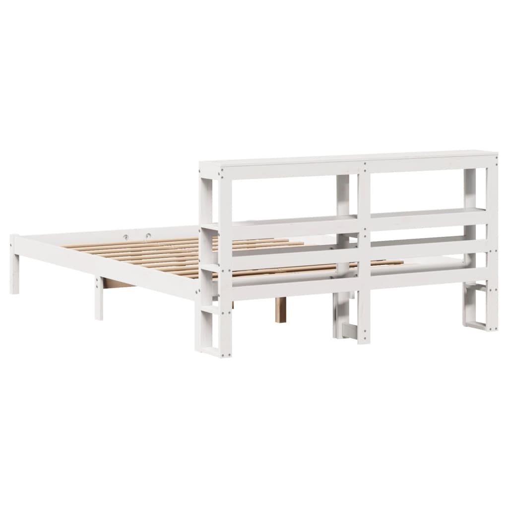 Bed Frame without Mattress White 140x190 cm Solid Wood Pine