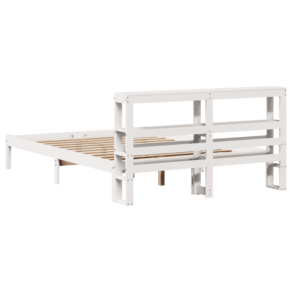 Bed Frame without Mattress White 140x200 cm Solid Wood Pine