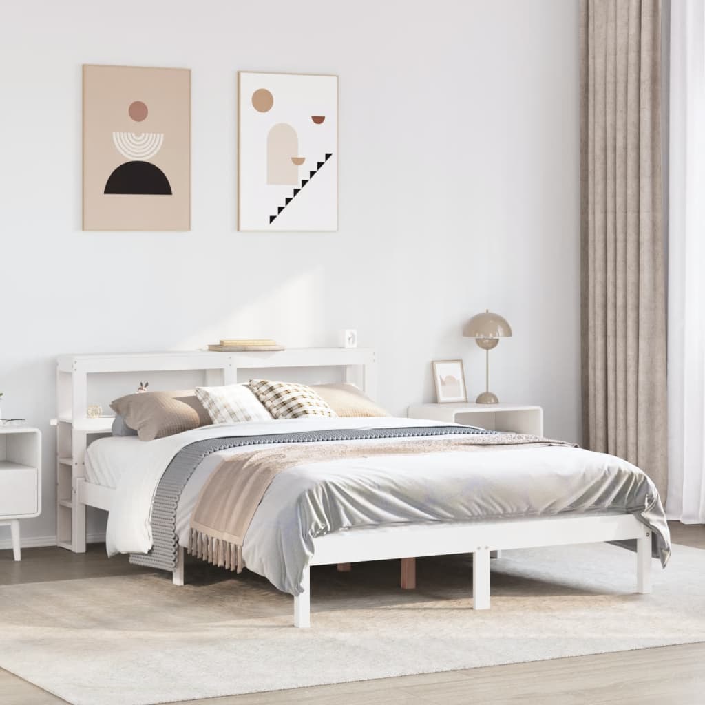 Bed Frame without Mattress White 140x200 cm Solid Wood Pine