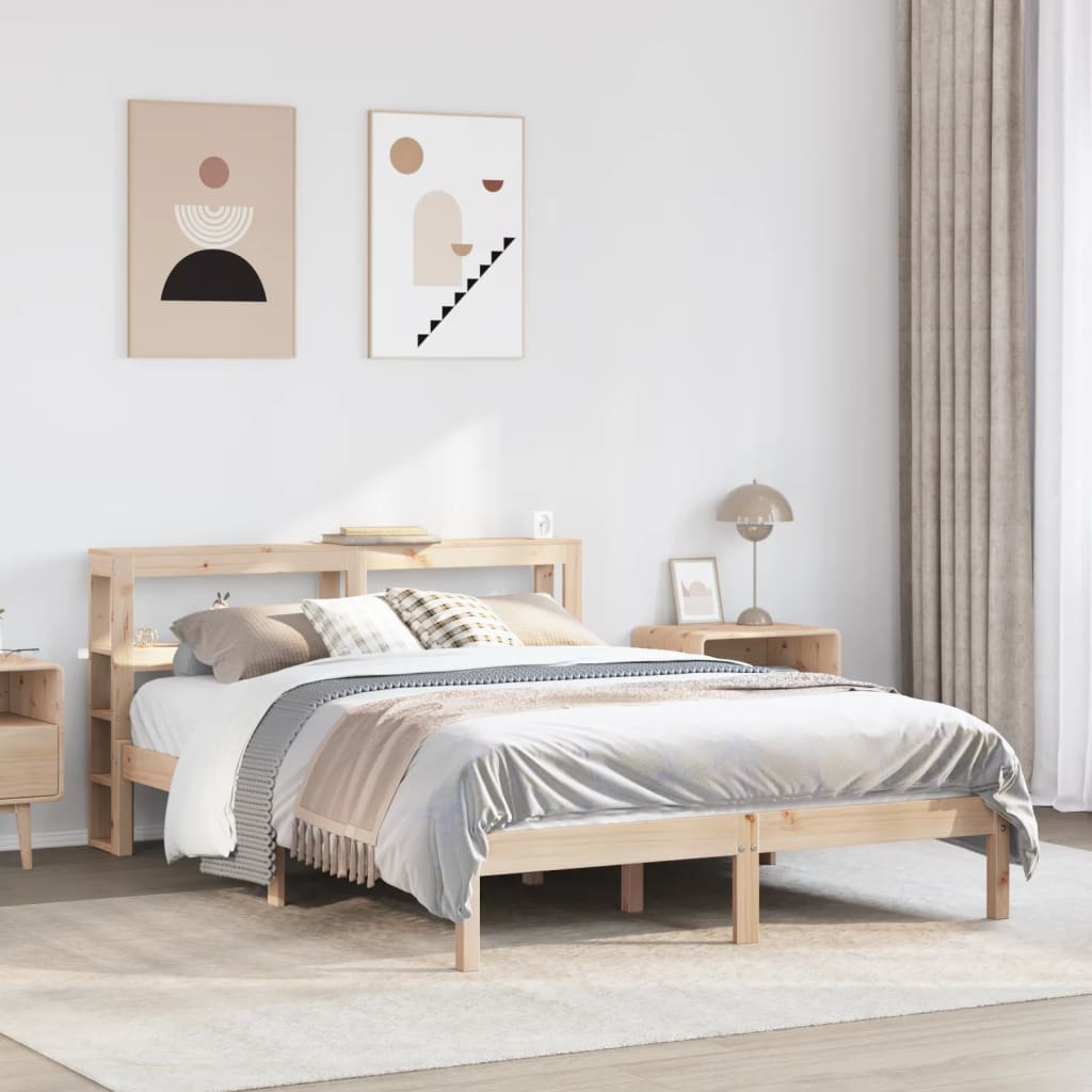 Bed Frame with Headboard 150x200 cm King Size Solid Wood Pine