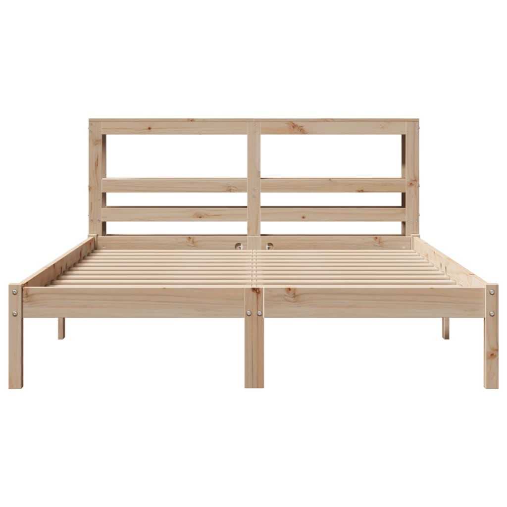 Bed Frame with Headboard 150x200 cm King Size Solid Wood Pine