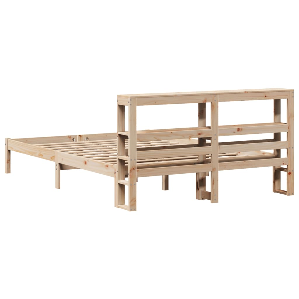 Bed Frame with Headboard 150x200 cm King Size Solid Wood Pine