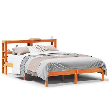 Bed Frame with Headboard without Mattress Wax Brown 120x190 cm Small Double