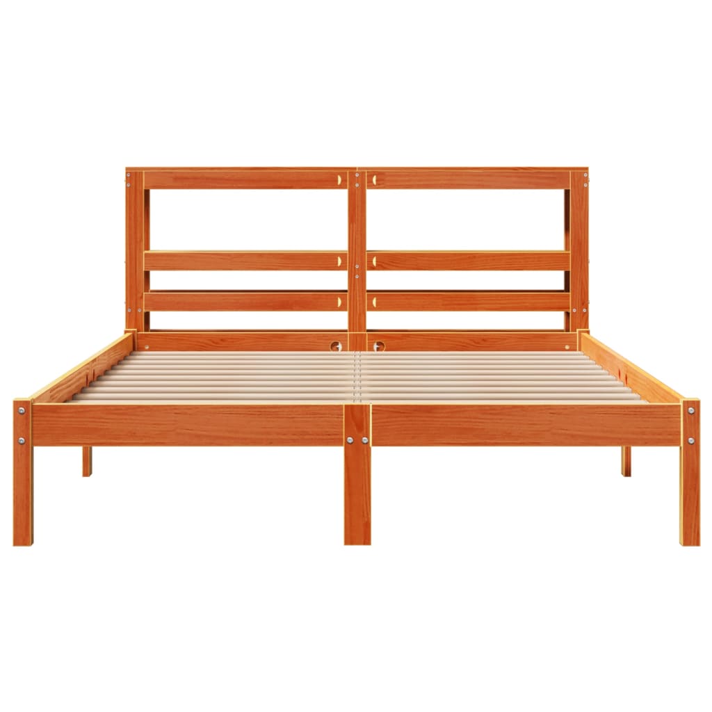 Bed Frame with Headboard without Mattress Wax Brown 120x190 cm Small Double