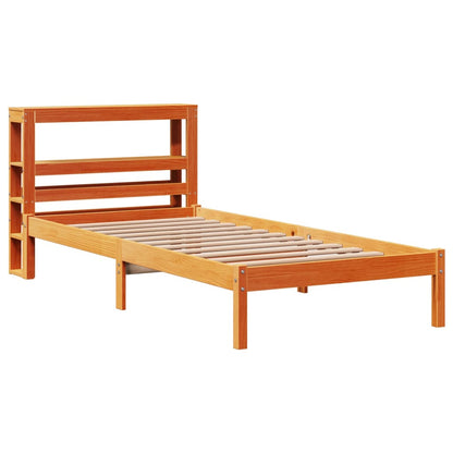 Bed Frame with Headboard without Mattress Wax Brown 100x200 cm