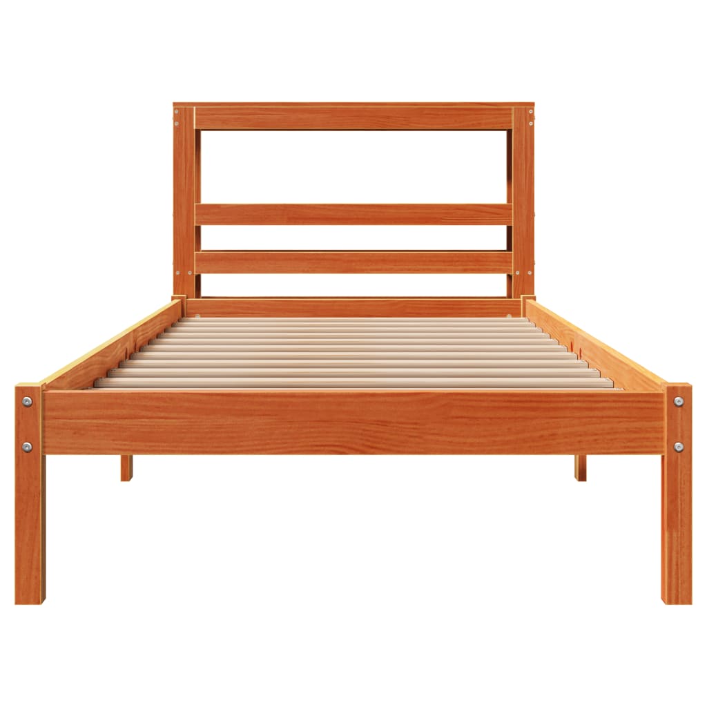 Bed Frame with Headboard without Mattress Wax Brown 100x200 cm