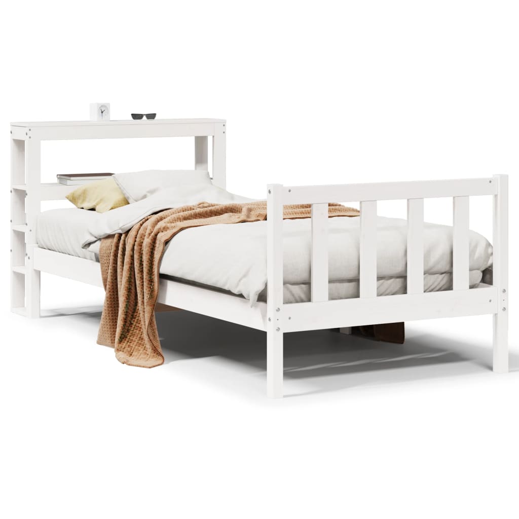 Bed Frame without Mattress White 75x190 cm Small Single Solid Wood Pine