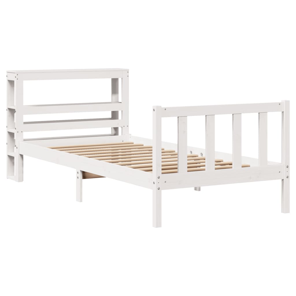 Bed Frame without Mattress White 75x190 cm Small Single Solid Wood Pine