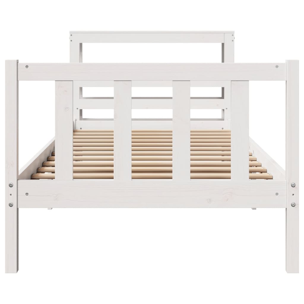 Bed Frame without Mattress White 75x190 cm Small Single Solid Wood Pine