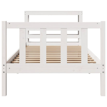 Bed Frame without Mattress White 75x190 cm Small Single Solid Wood Pine