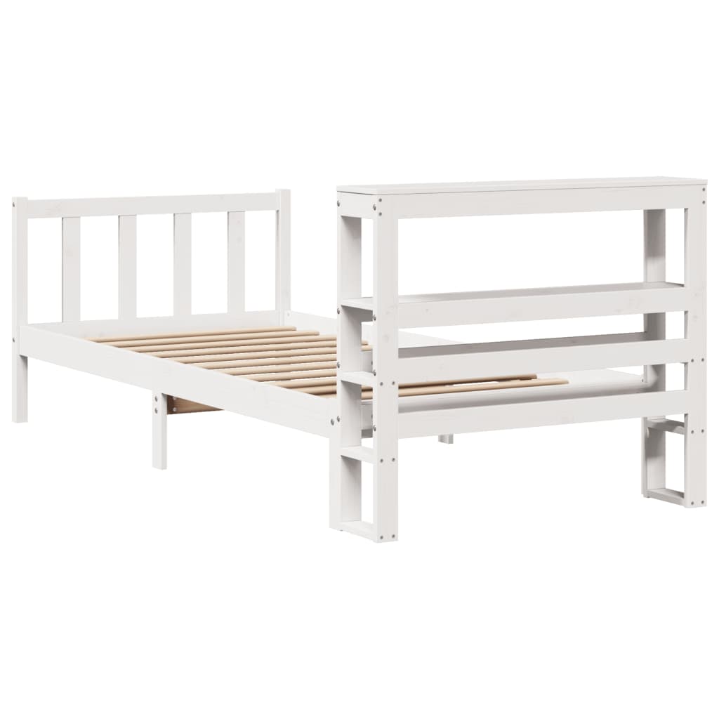 Bed Frame without Mattress White 75x190 cm Small Single Solid Wood Pine