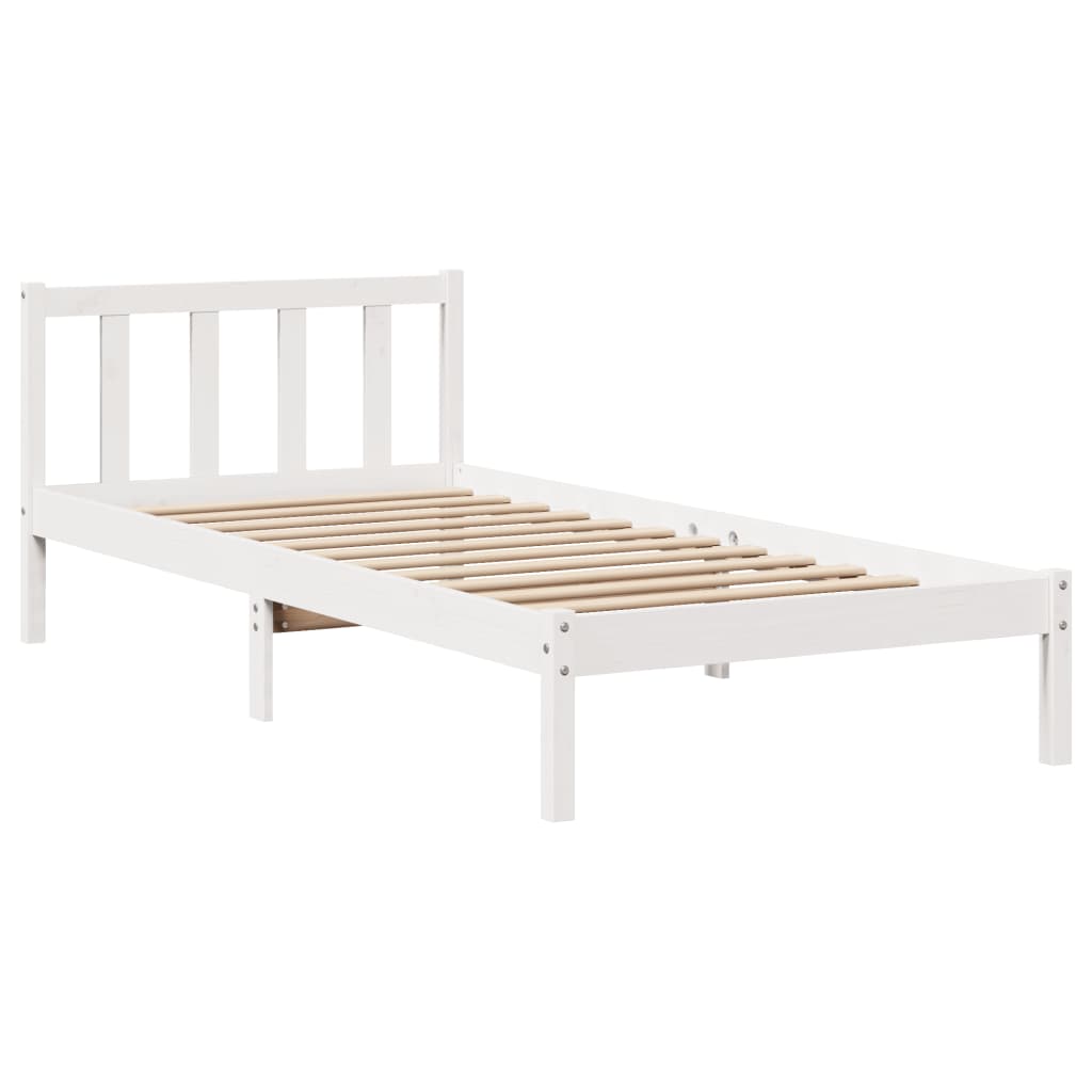 Bed Frame without Mattress White 75x190 cm Small Single Solid Wood Pine