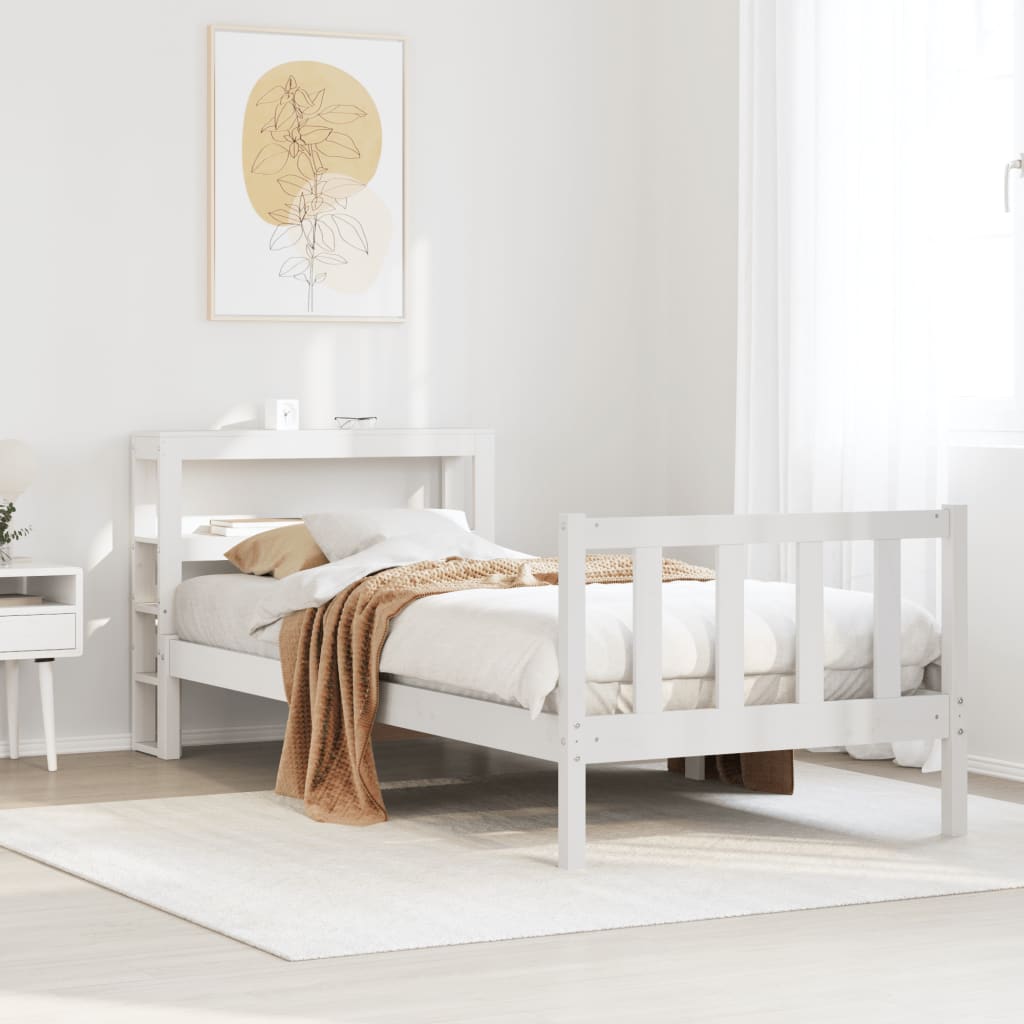 Bed Frame without Mattress White 75x190 cm Small Single Solid Wood Pine